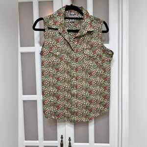 Wrangler Sleeveless Western Floral Button-Front Shirt Size M – 100% Cotton